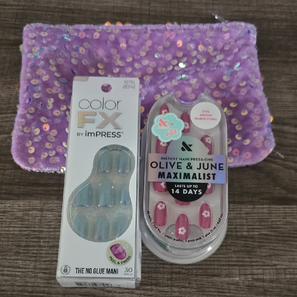 NEW Press-On Nails Plus Ipsy Pouch Bundle - Impress And Olive & June